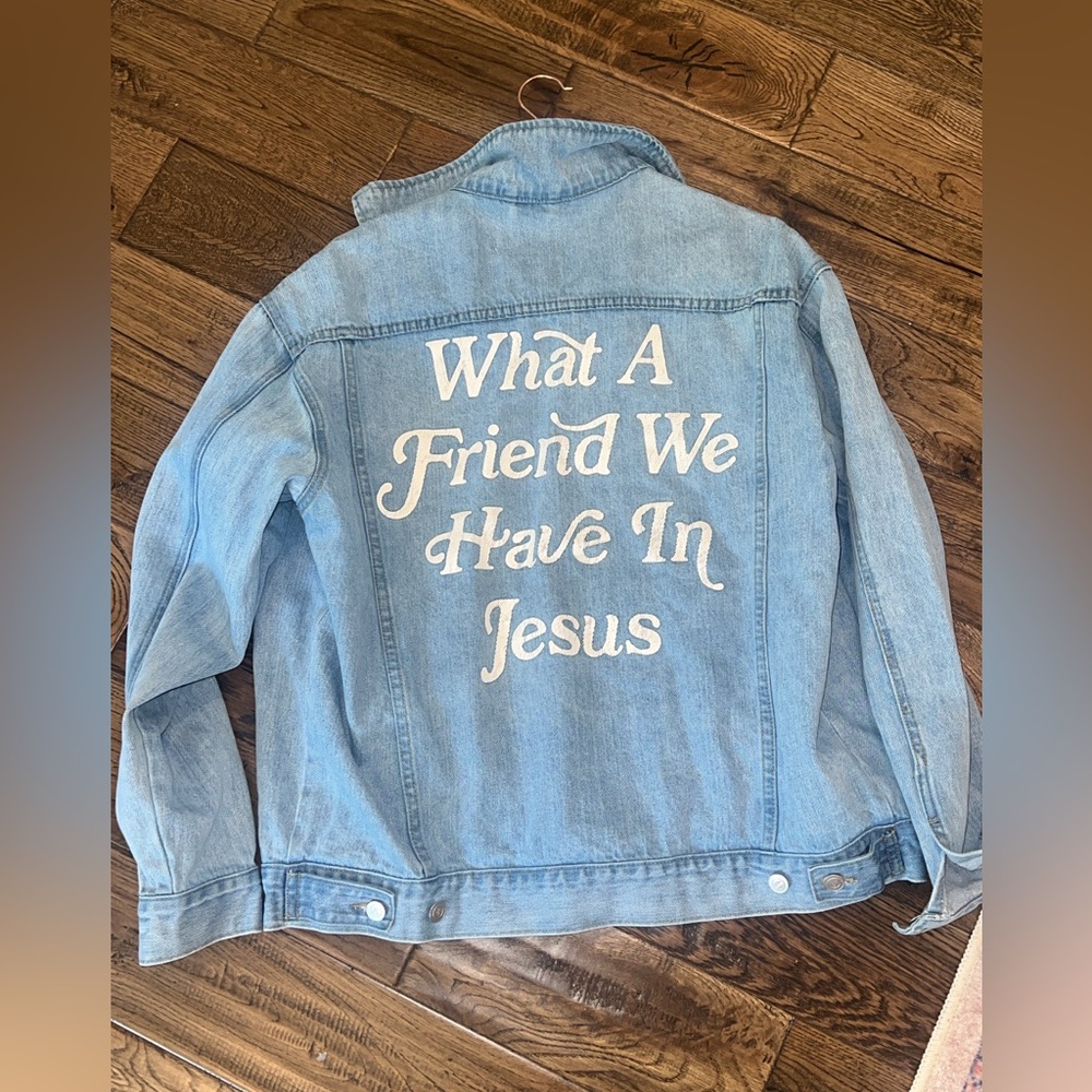 Light Blue Denim Jacket from Elevated Faith. Size Medium fits oversized!